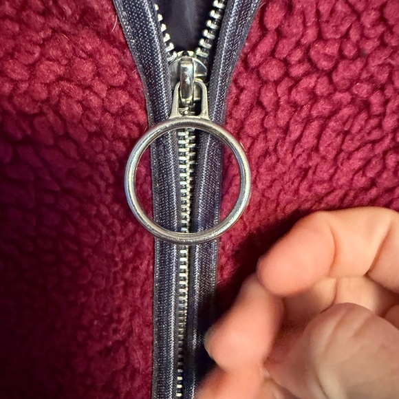 Ivory Ella Burgundy Sherpa Jacket. Size Medium. - Picture 7 of 13